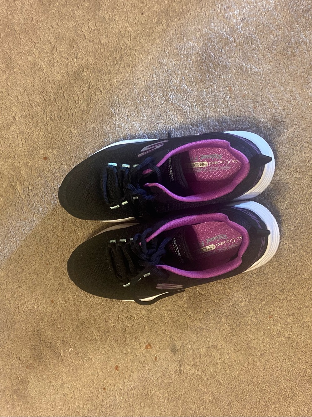 Skechers Black Sneakers with Purple Accents